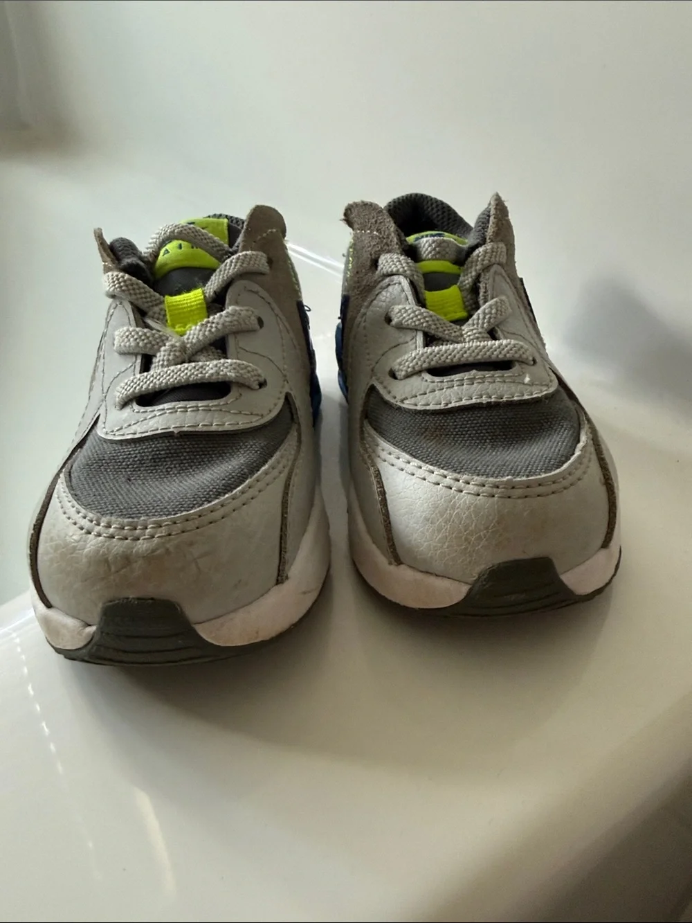 Nike Kids' Sneakers - Gray, Blue & Neon Yellow Accents